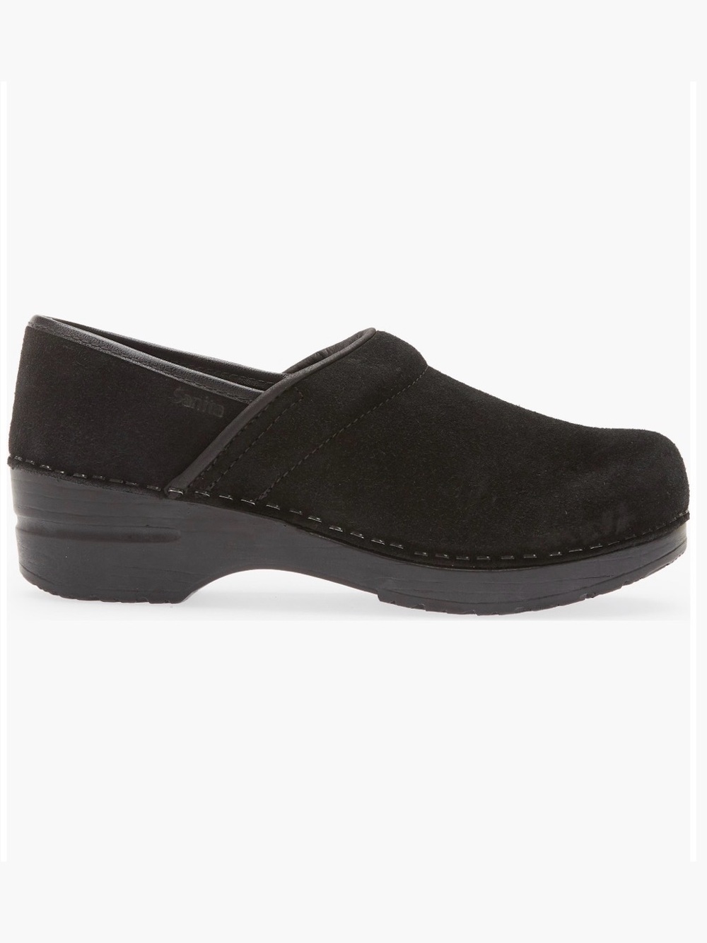 SANITA Nina Black Suede Comfort Clogs Sz 40 US (9) NWOB